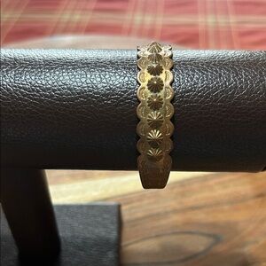 Vintage Copper Cuff Bracelet Scalloped Edge Southwestern Conch Stamped Detail